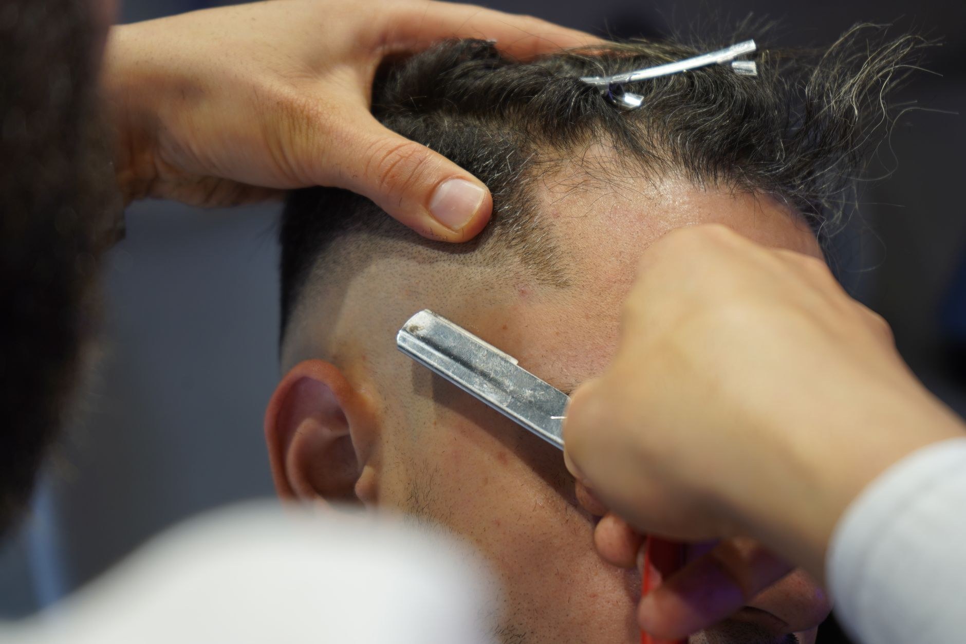 Sample: scissor over comb detail on the side