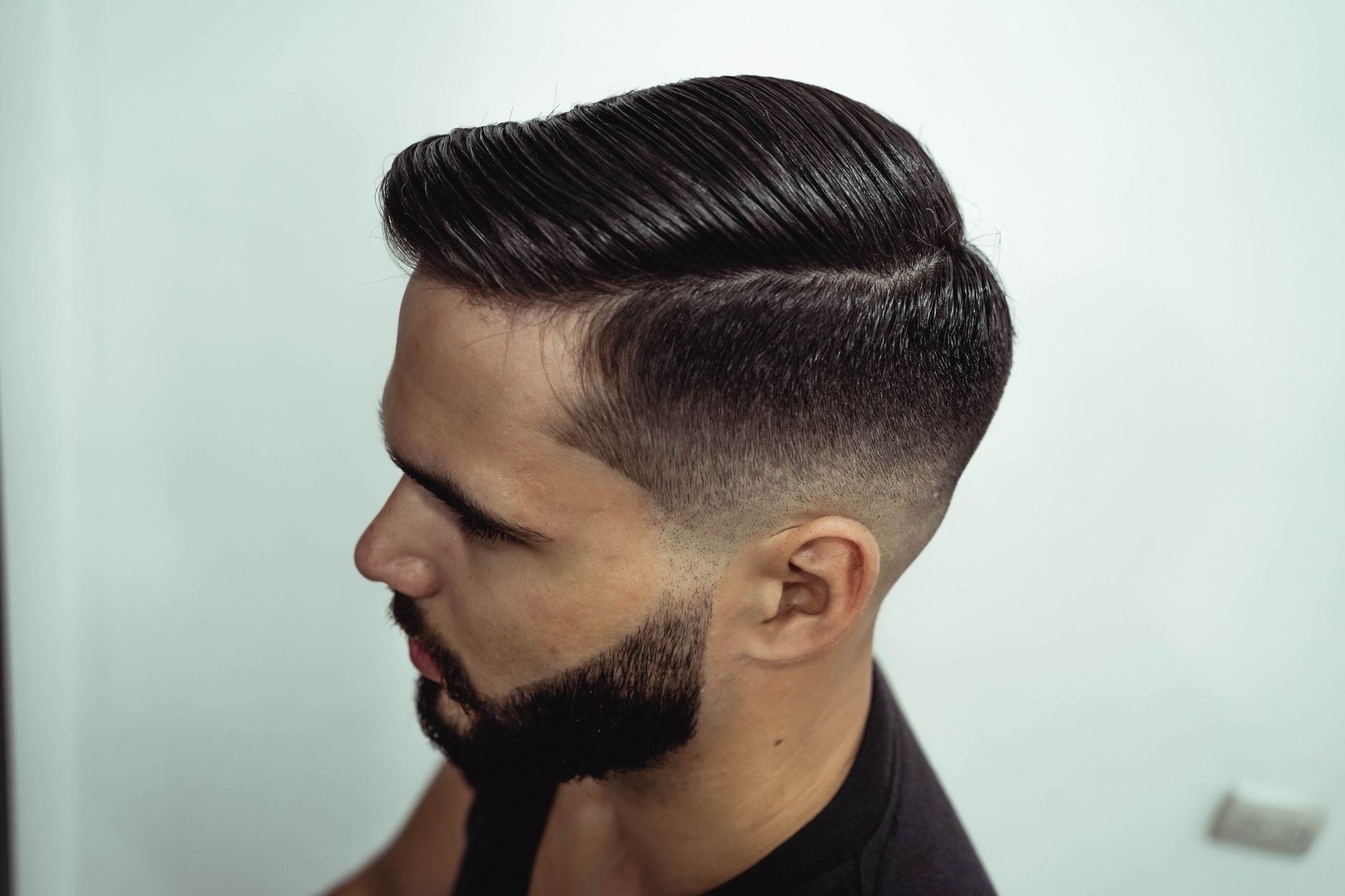Sample: slick pompadour and beard profile